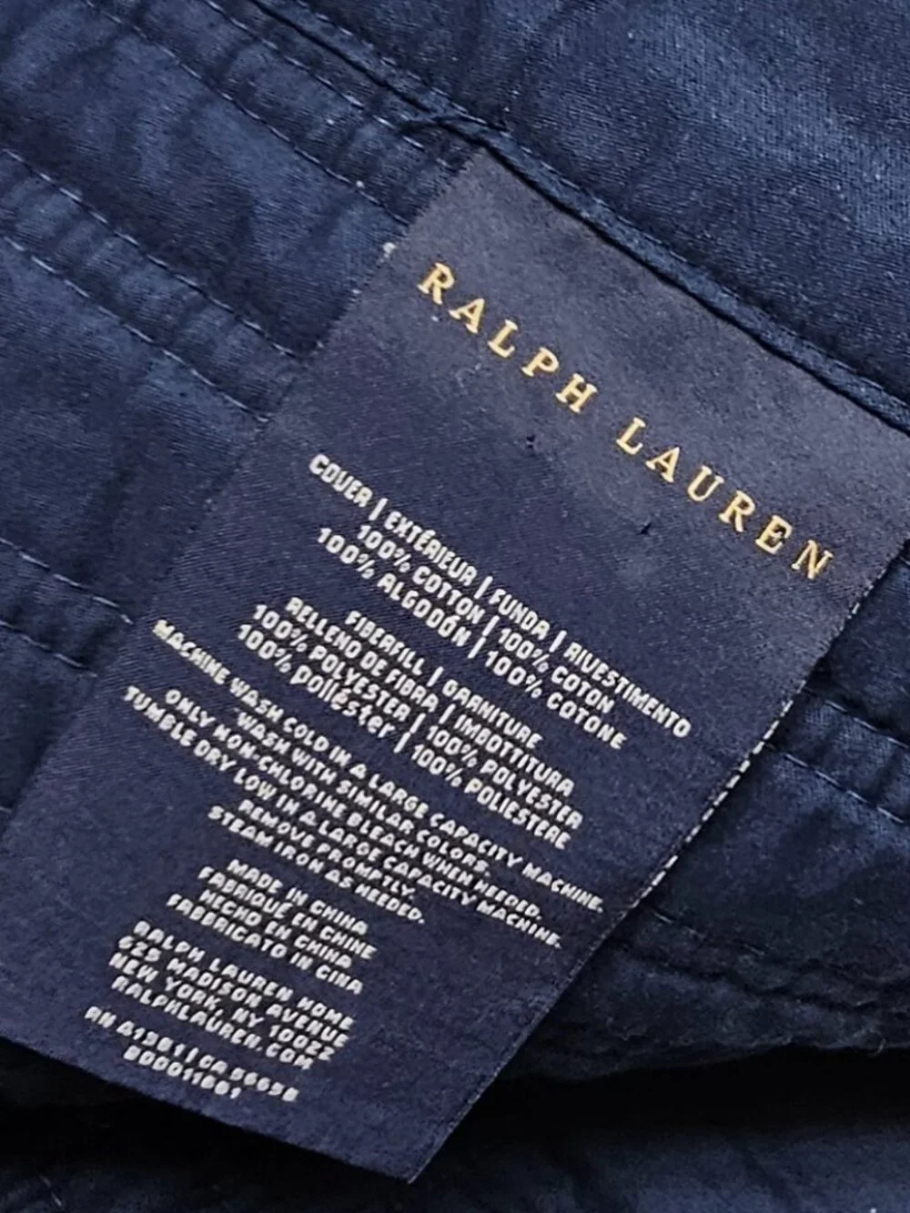 Ralph Lauren Home Dark Navy Blue Quilted Greenwich Quilt Coverlet + 2 Euro Shams